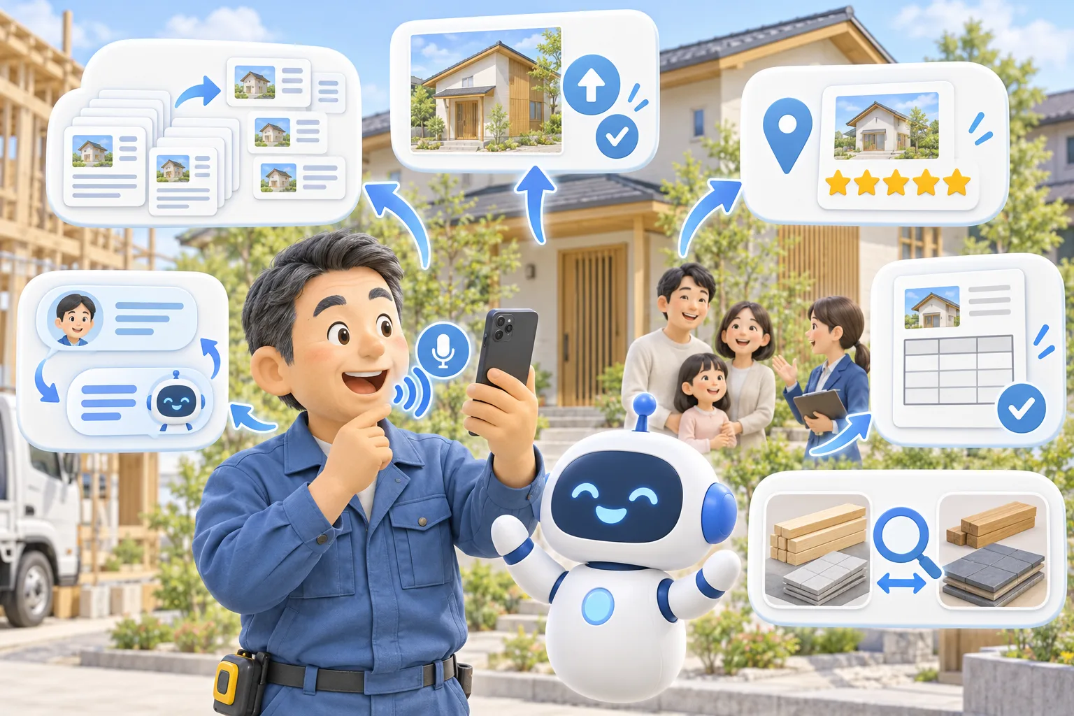 施工事例の公開、口コミ、問い合わせ返信、見積もり、資材探しまでAIで仕組み化した工務店の3Dイラスト